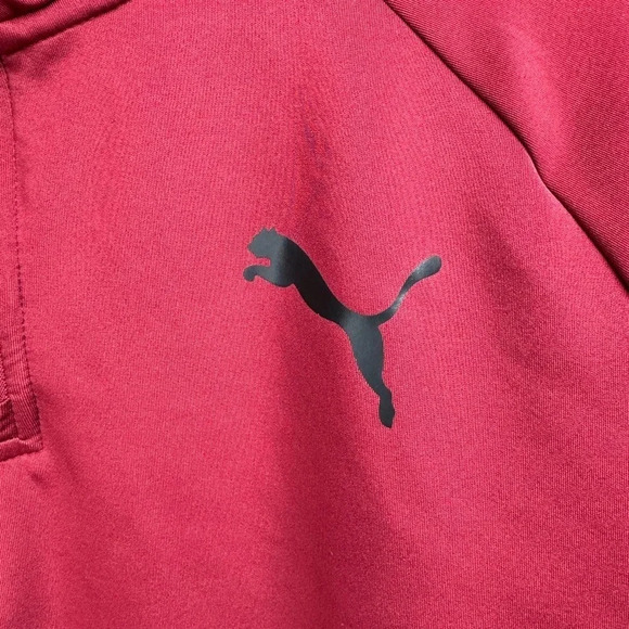 Puma Mens Long‎ Sleeve Red Quarter Zip Short Size Large - Picture 4 of 4